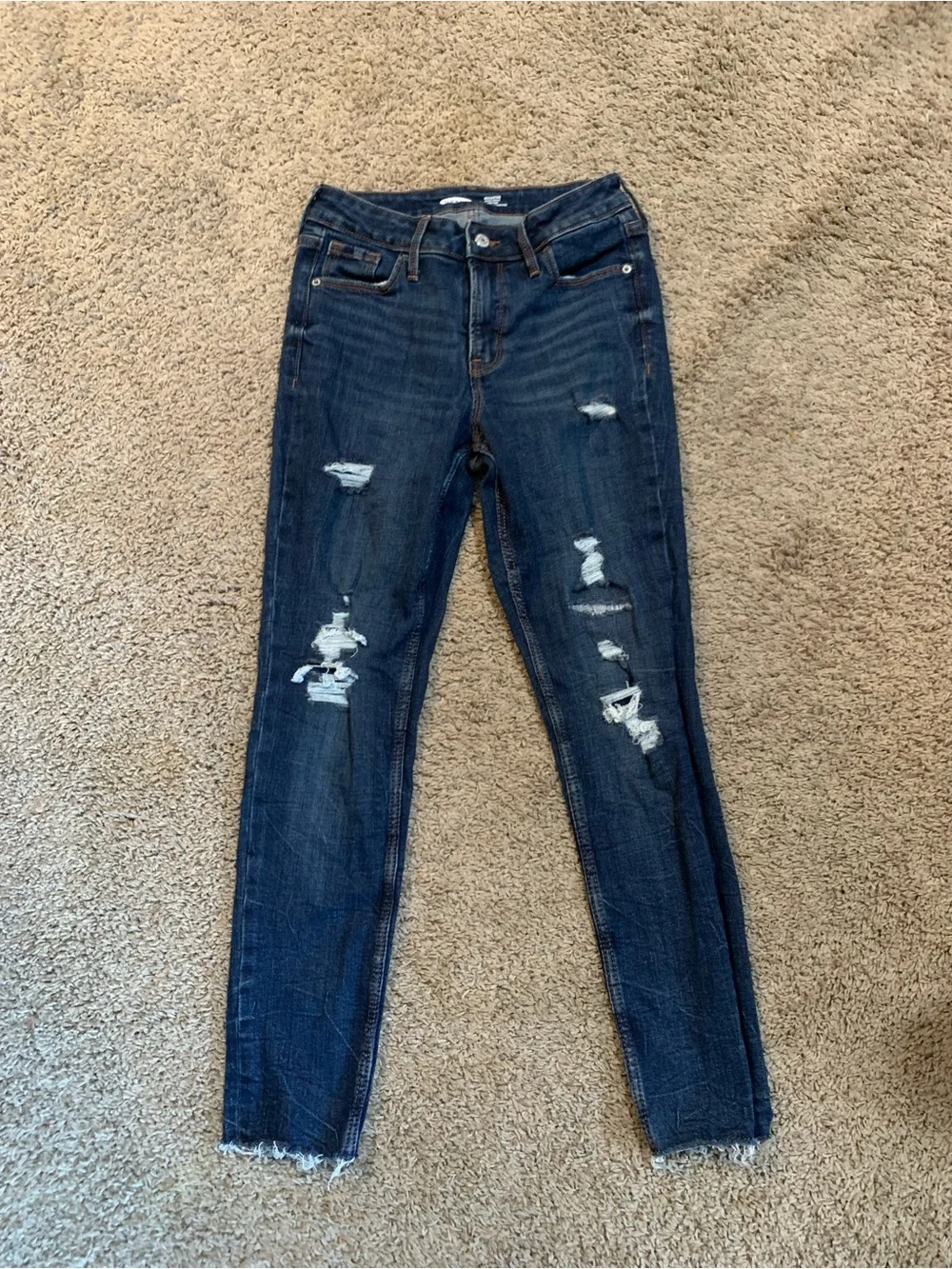 Old Navy Rockstar Super Skinny Distressed Raw Hem High Rise Jeans 4